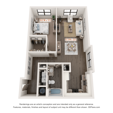 1 bedroom 1 bath B at The Augustan, Augusta, Georgia